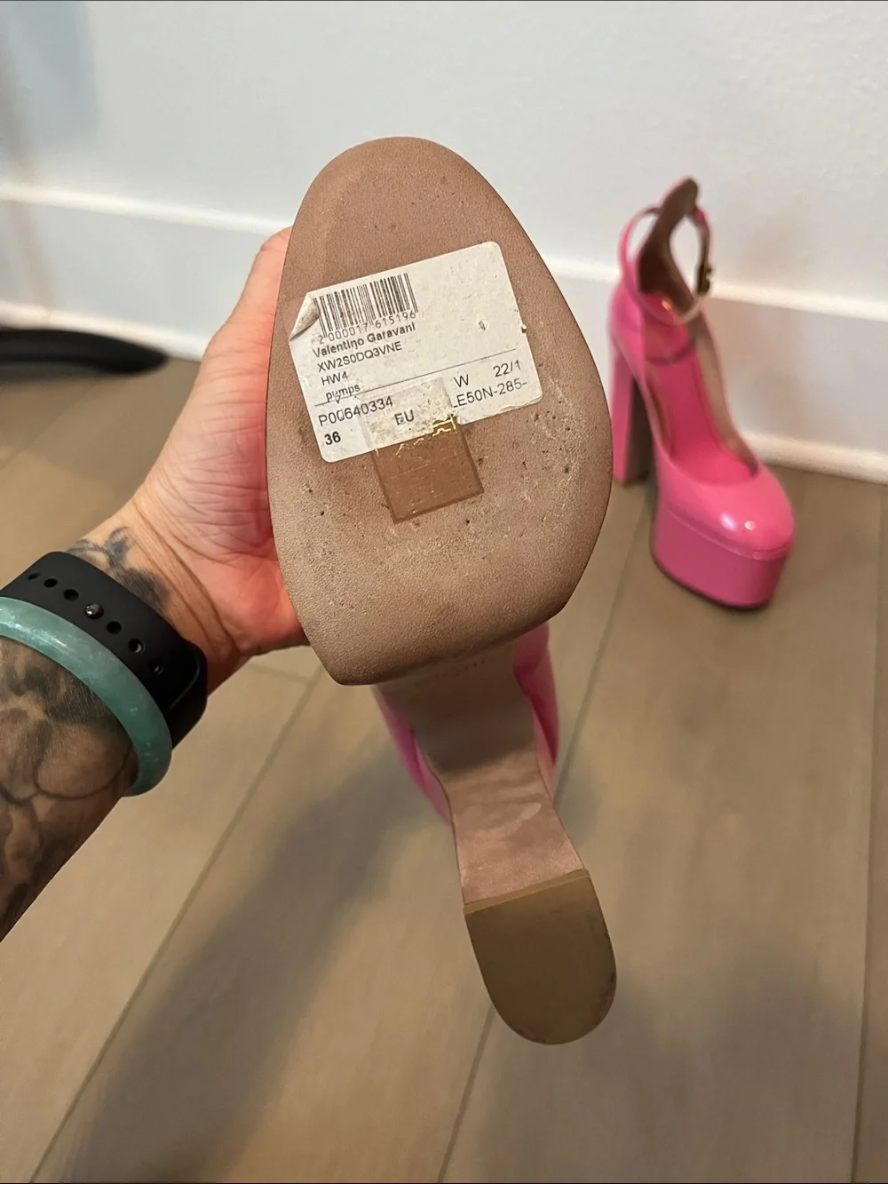 Valentino Tan-Go Patent Platform Pumps